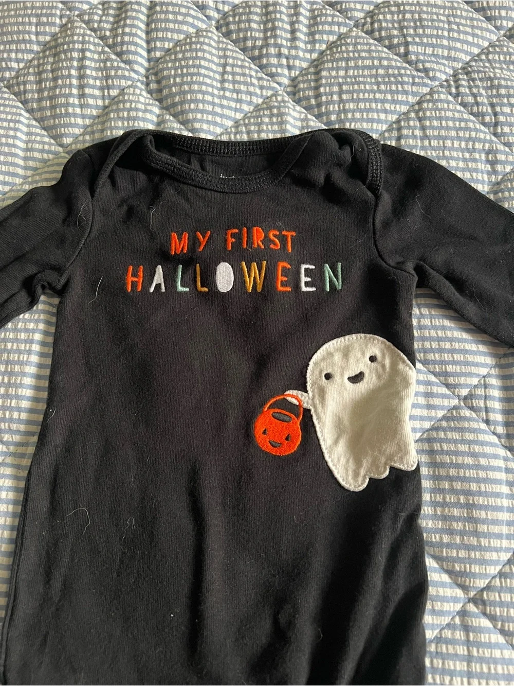 My First Halloween Black Long-Sleeve Baby One-Piece